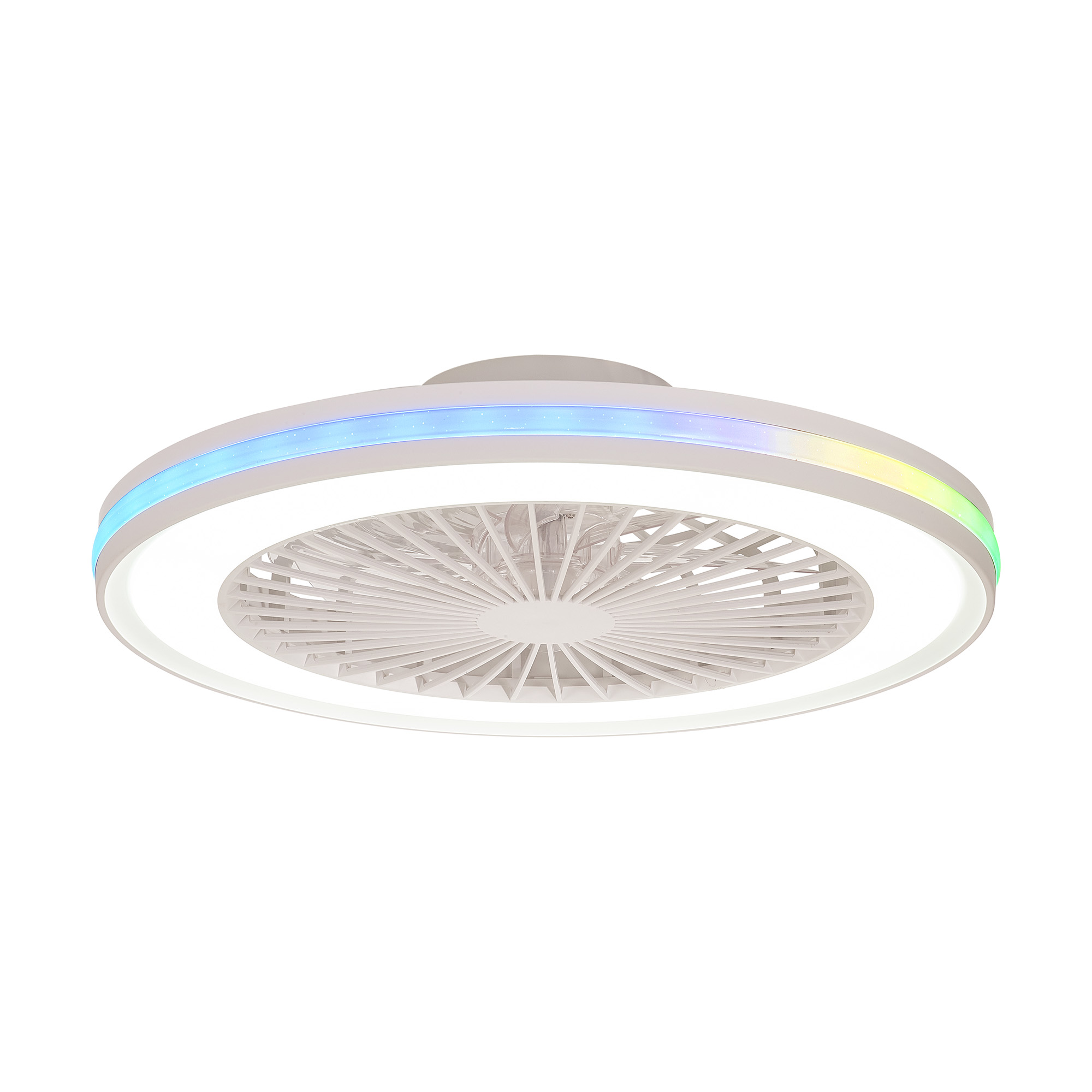 M7861  Gamer 60W LED Dimmable White/RGB Ceiling Light & Fan, Remote